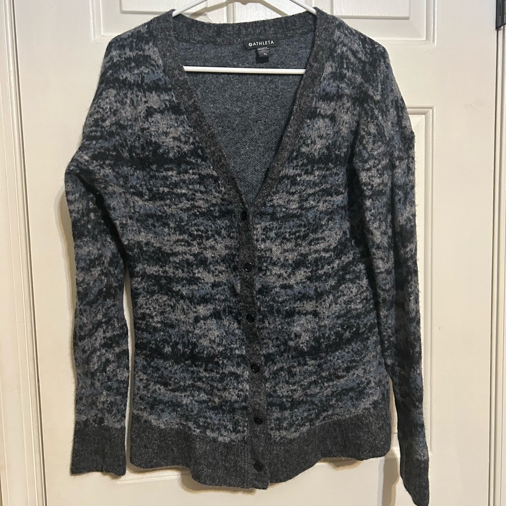 Athleta Gray Marled Button-Up Women's Cardigan